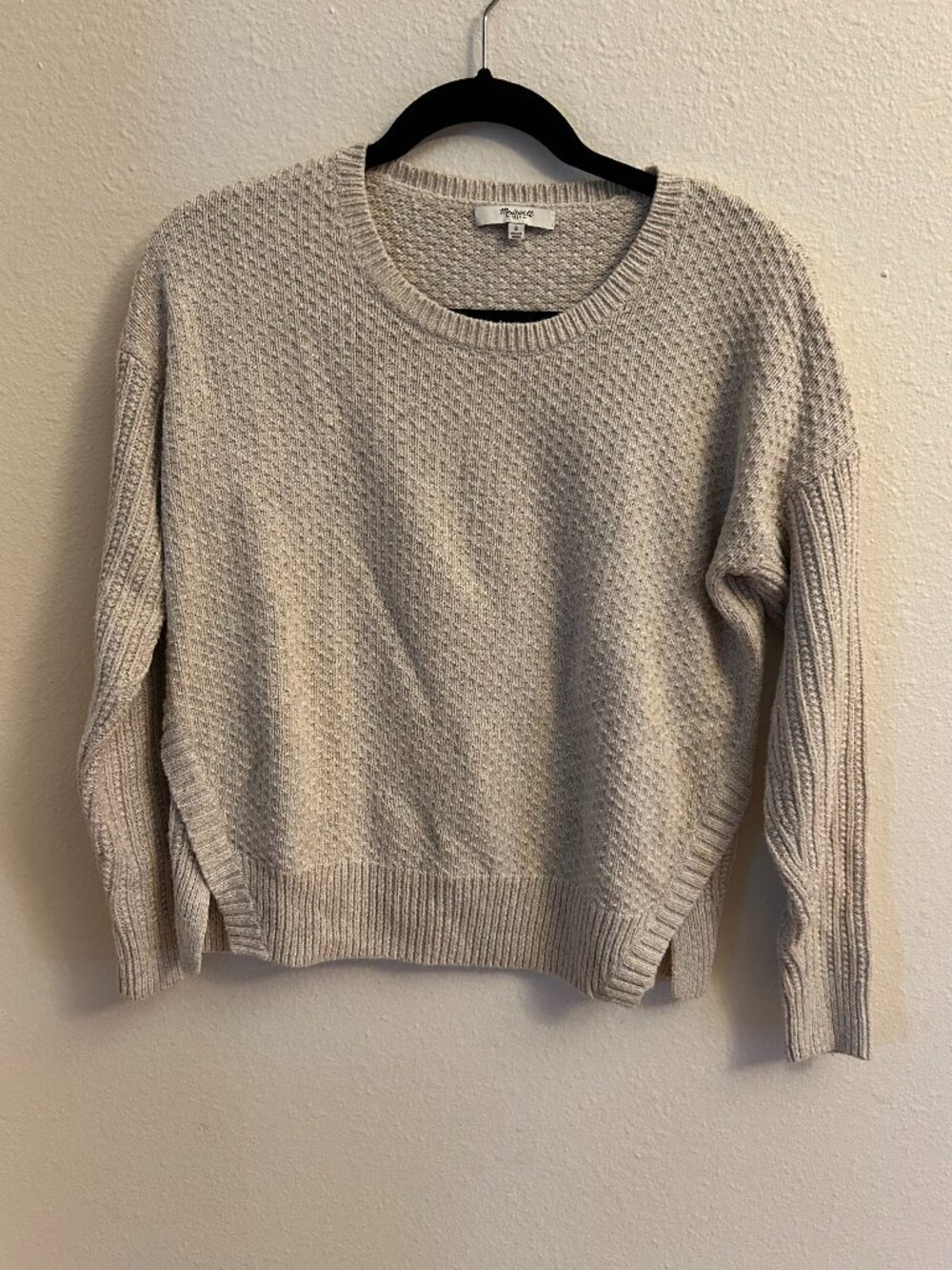 Madewell Oatmeal Sweater Side Slit Sz Small